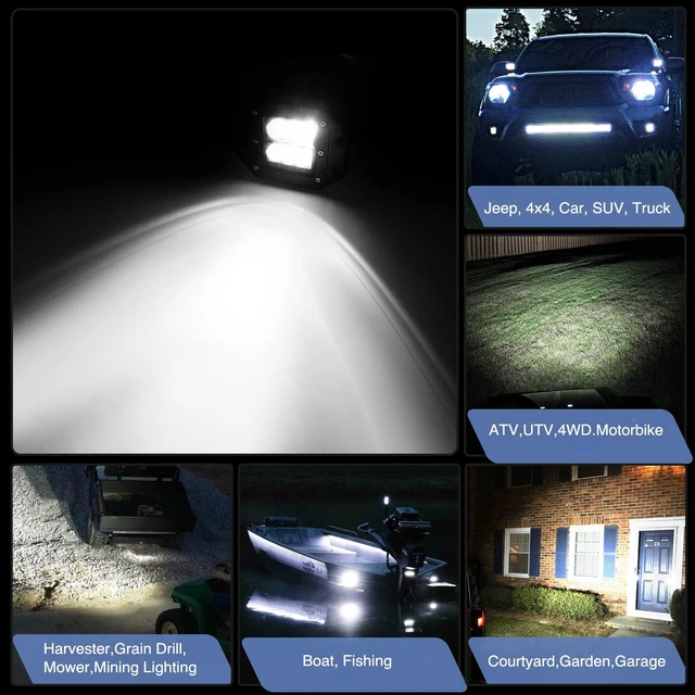 Alt view image 6 of 6 - LED Light Bar 2PCS 18W Flood Beam Pods LED Work Flush Mount Off Road Backup Fog Lighting Driving Bumper Lamp for Truck Tractor SUV UTV ATV Boats
