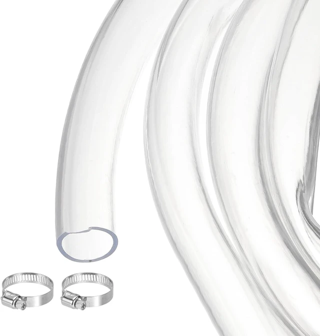 Main image of Clear PVC Tubing 1 1/4" ID 1 5/8" OD Plastic PVC Tube Flexible Water Hose 10ft for Industrial Tubing, Aquariums, Pump, 31.8mm x 41.3mm, with 2pcs Clamps