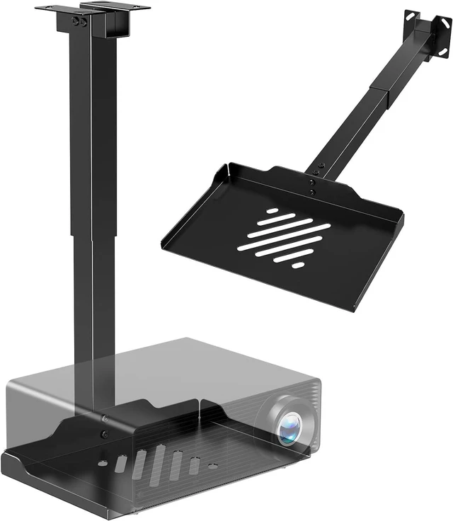 Main image of Projector Ceiling Mount with Tray, Adjustable Universal Bracket, Black