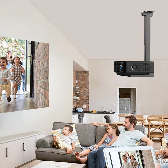 Alt view image 2 of 7 - Projector Ceiling Mount with Tray, Adjustable Universal Bracket, Black