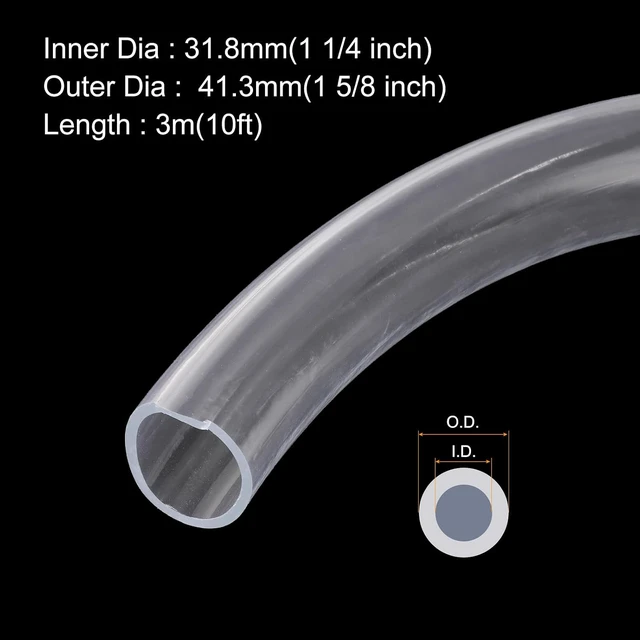 Alt view image 2 of 7 - Clear PVC Tubing 1 1/4" ID 1 5/8" OD Plastic PVC Tube Flexible Water Hose 10ft for Industrial Tubing, Aquariums, Pump, 31.8mm x 41.3mm, with 2pcs Clamps
