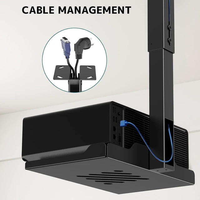 Alt view image 6 of 7 - Projector Ceiling Mount with Tray, Adjustable Universal Bracket, Black