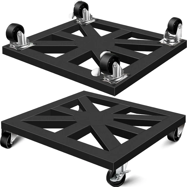 Main image of Plant Caddy with Wheels, 12'' 2 Pack Metal Rolling Plant Stand Square