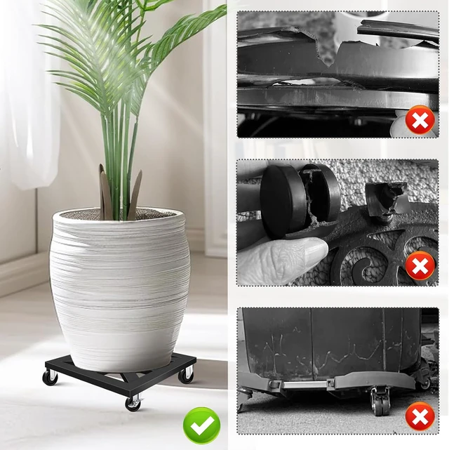 Alt view image 3 of 6 - Plant Caddy with Wheels, 12'' 2 Pack Metal Rolling Plant Stand Square