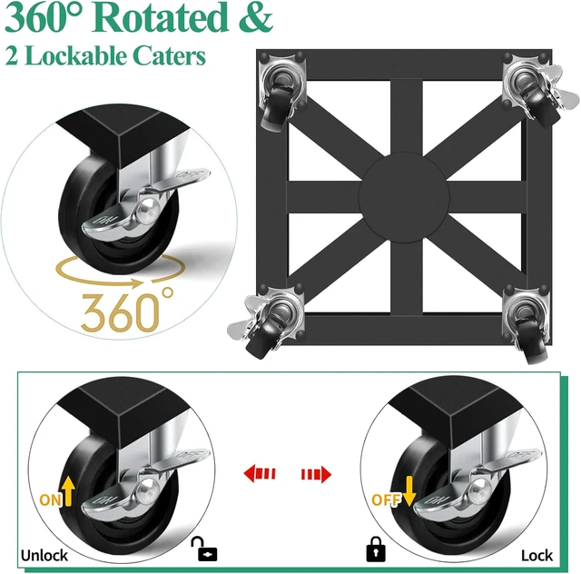 Alt view image 4 of 6 - Plant Caddy with Wheels, 12'' 2 Pack Metal Rolling Plant Stand Square