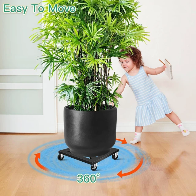 Alt view image 5 of 6 - Plant Caddy with Wheels, 12'' 2 Pack Metal Rolling Plant Stand Square