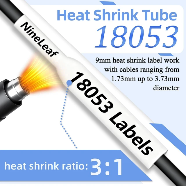 Alt view image 4 of 7 - 9mm White Heat Shrink Tube for Wire Replace for Dymo Label Tape 18053, 10PK