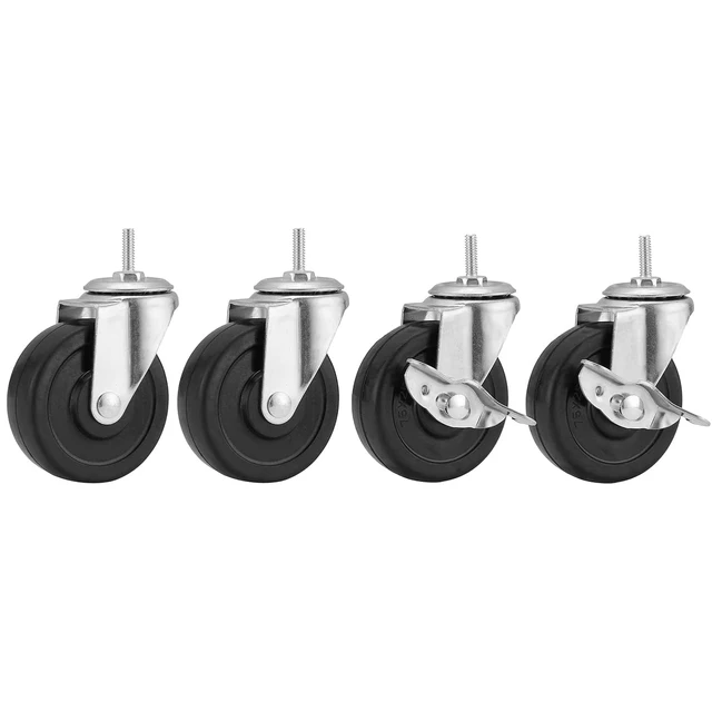 Alt view image 2 of 7 - 3-Inch Wire Shelf Wheels,Wheels,Casters for Wire Shelving Thread Casters with 1/4 5/16 3/8 m8 m10 Threaded Stem Included in One Set of Wheels,Universal for All Kind of Shelving Unit