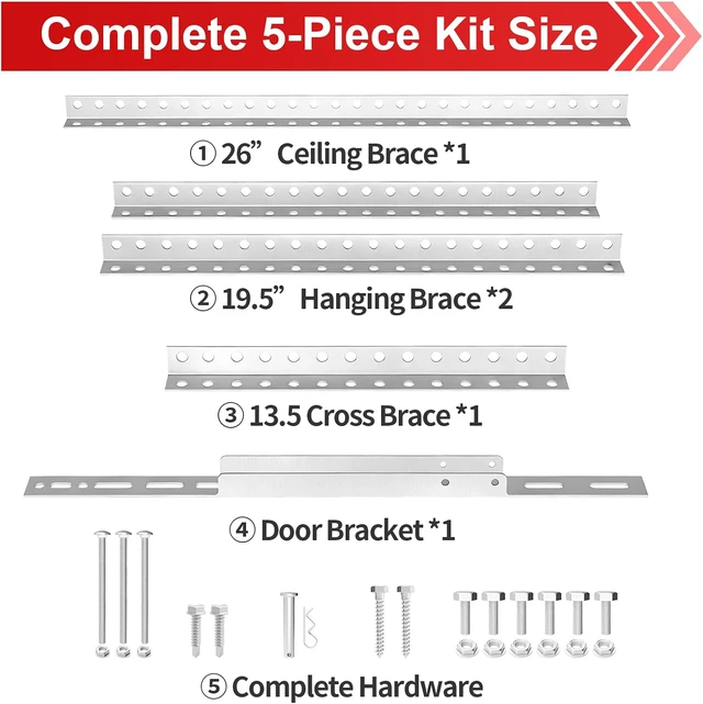 Alt view image 2 of 7 - Universal Garage Door Opener Mounting Brackets, Ceiling Mount, 5-Piece