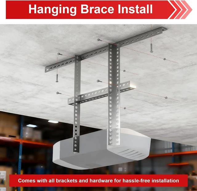 Alt view image 3 of 7 - Universal Garage Door Opener Mounting Brackets, Ceiling Mount, 5-Piece