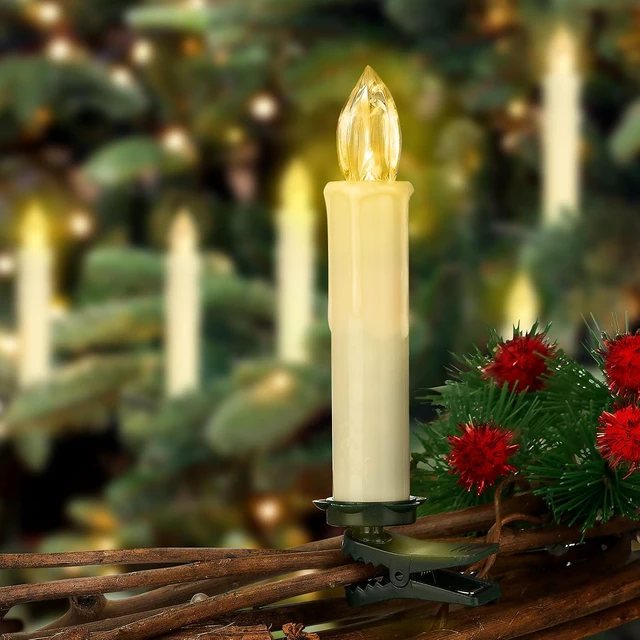 Alt view image 3 of 7 - 24PCS Flameless Christmas Tree Candles with Remote Timer, Ivory