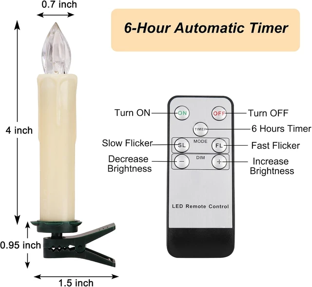 Alt view image 4 of 7 - 24PCS Flameless Christmas Tree Candles with Remote Timer, Ivory