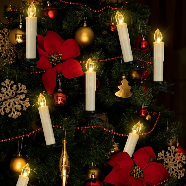 Alt view image 5 of 7 - 24PCS Flameless Christmas Tree Candles with Remote Timer, Ivory