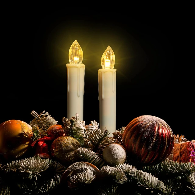 Alt view image 6 of 7 - 24PCS Flameless Christmas Tree Candles with Remote Timer, Ivory