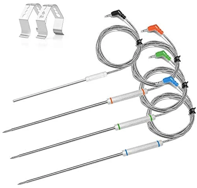 Main image of 4-Pack Upgraded Replacement Probe Kit for Thermopro TP20 TP930 TP829 TP25 TP27 TP28,Ultra Accurate Fast Meat Temperature Ambient Probe for TP20 TP17 TP-27 TP17H TP930 TP829 TP826 TP28 with Probe Clip