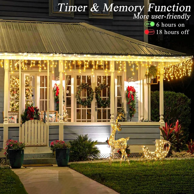 Alt view image 4 of 7 - Christmas Lights Outdoor, 66ft 640 LED Icicle Lights for Outside Warm White