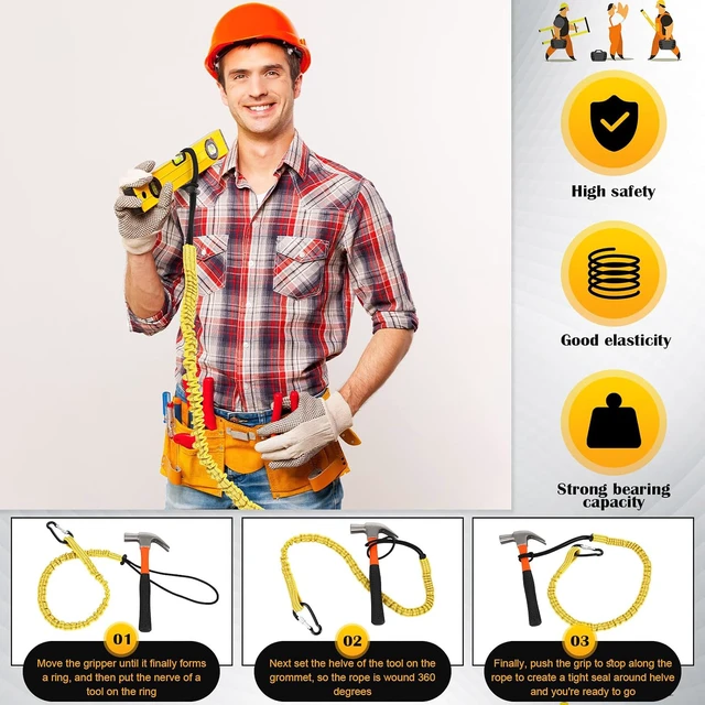 Alt view image 4 of 6 - 12 Pack Tool Lanyard with Single Metal Buckle and Adjustable Loop End, Standard Length, Maximum Weight Limit 8KG/ 17.6lb, with Aluminum Screw Lock, Retractable Shock Cord Stopper (Colorful)