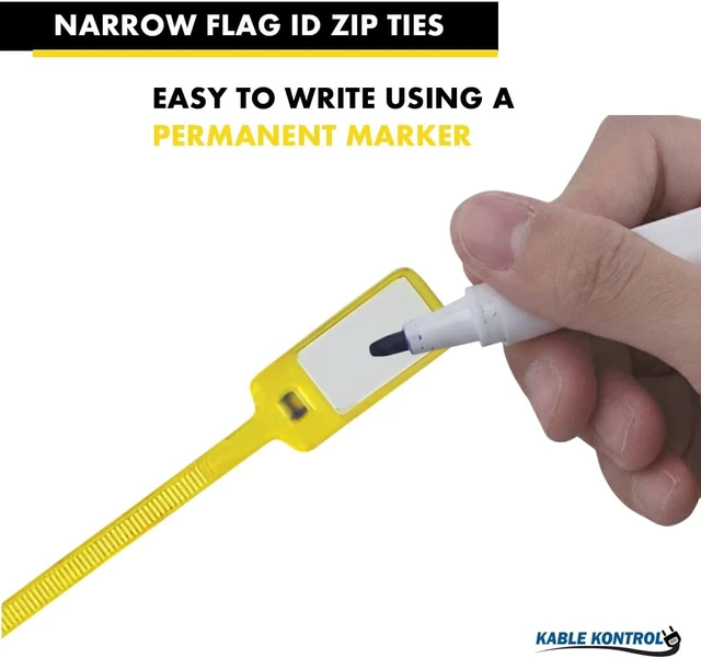 Alt view image 3 of 7 - Write-On Flag Identification Zip Ties 6 Inch 100 Pcs Yellow
