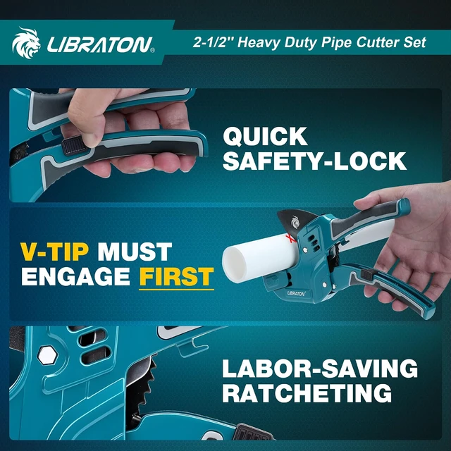 Alt view image 4 of 7 - 2-1/2" Ratchet PVC Pipe Cutter, 2 Adjustable Ranges PVC Cutter
