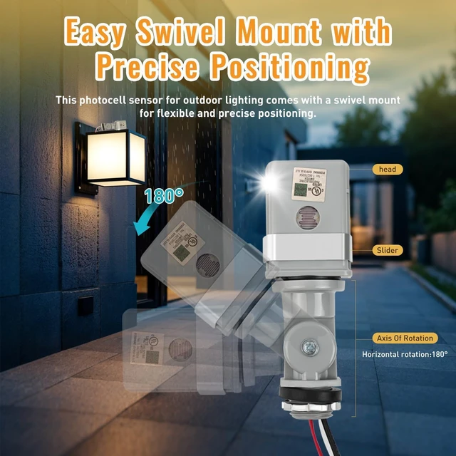 Alt view image 2 of 7 - 4 Pcs Photocell Sensor for Outdoor Lights, 120VAC Dusk to Dawn Photocell Switch, IP54 Waterproof for Yard, Parking Lot, Street