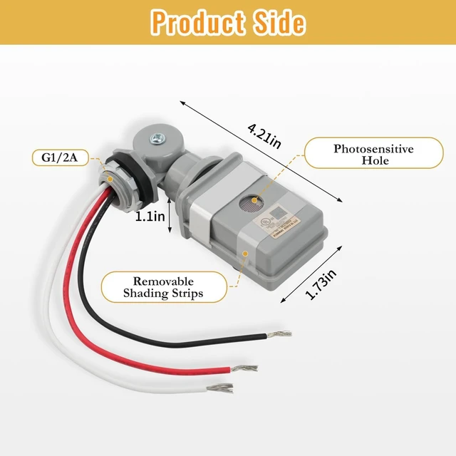 Alt view image 6 of 7 - 4 Pcs Photocell Sensor for Outdoor Lights, 120VAC Dusk to Dawn Photocell Switch, IP54 Waterproof for Yard, Parking Lot, Street