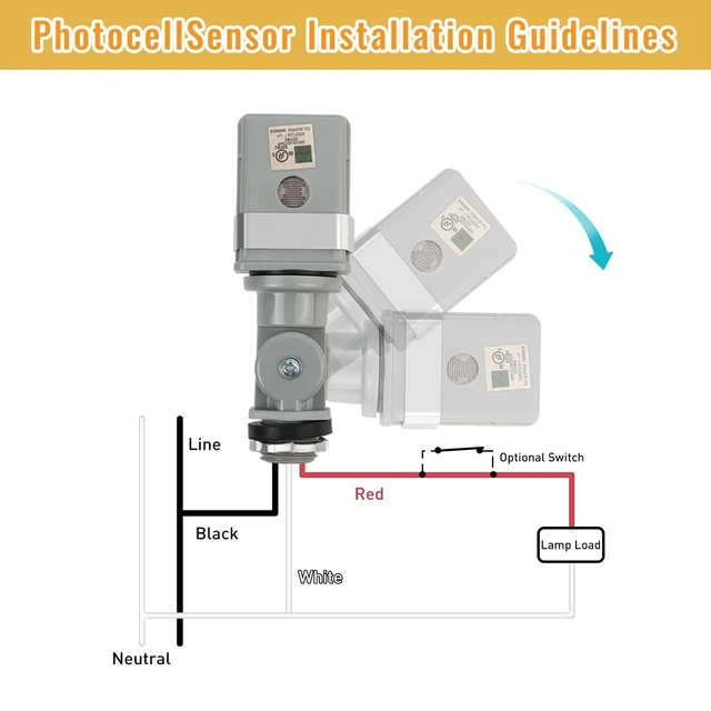 Alt view image 7 of 7 - 4 Pcs Photocell Sensor for Outdoor Lights, 120VAC Dusk to Dawn Photocell Switch, IP54 Waterproof for Yard, Parking Lot, Street