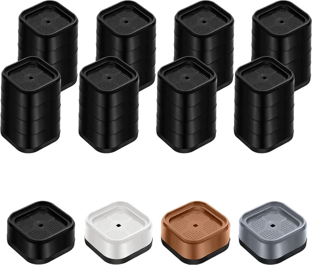 Main image of Furniture Risers Adjustable Bed Risers Heavy Duty Lifts Height 4", Square Stackable Bed Risers 1, 2, 3 or 4 Inch for Desk Leg Table Couch Sofa Chair Bed Frame Legs Dorm, 1+1+1+1 Inch, Black, 8 Pack