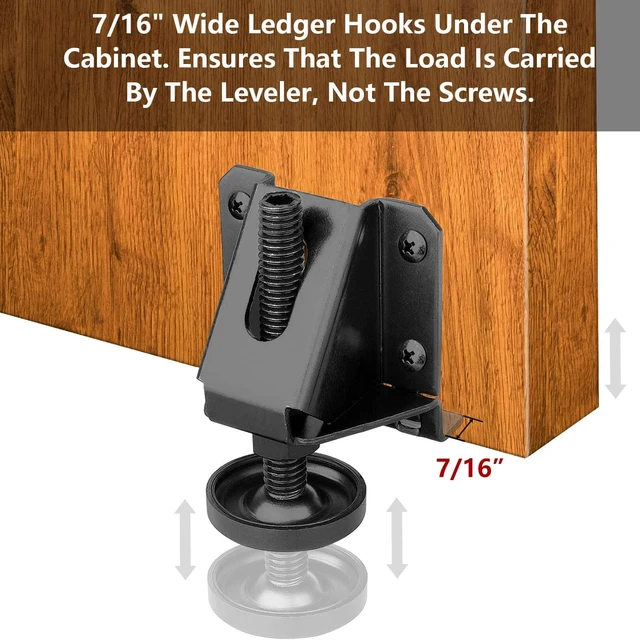 Alt view image 2 of 7 - Heavy Duty Leveling Feet Furniture Levelers Adjustable Table Leg Leveler Workbench Leveling Feet for Furniture,Table, Cabinets, Workbench,Shelving Units and More,8Pack Black