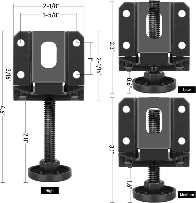 Alt view image 3 of 7 - Heavy Duty Leveling Feet Furniture Levelers Adjustable Table Leg Leveler Workbench Leveling Feet for Furniture,Table, Cabinets, Workbench,Shelving Units and More,8Pack Black