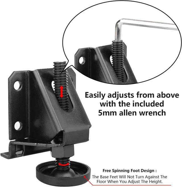 Alt view image 4 of 7 - Heavy Duty Leveling Feet Furniture Levelers Adjustable Table Leg Leveler Workbench Leveling Feet for Furniture,Table, Cabinets, Workbench,Shelving Units and More,8Pack Black