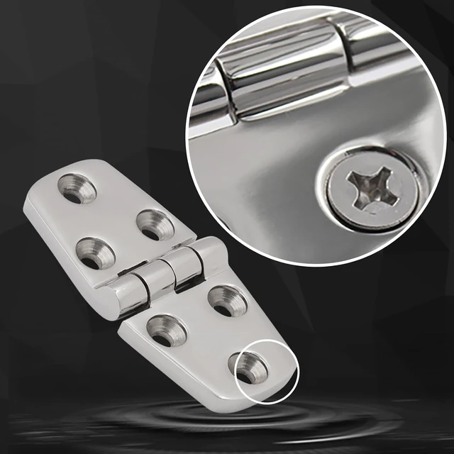 Alt view image 5 of 7 - 316 Stainless Steel Hinges Marine Grade 3" x 1.5" Heavy Duty Boat Hatch Hinge (76 mm X 38 mm) Casting Cabinet Door Hinge with Screws (6 Pack)