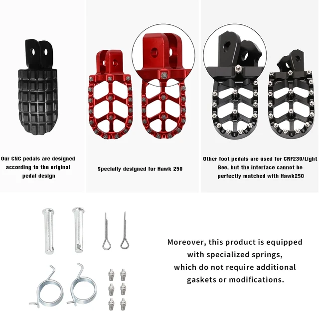 Alt view image 2 of 7 - 7075 Aluminum CNC Front Foot Pegs for HAWK 250 and 250 DLX-Black