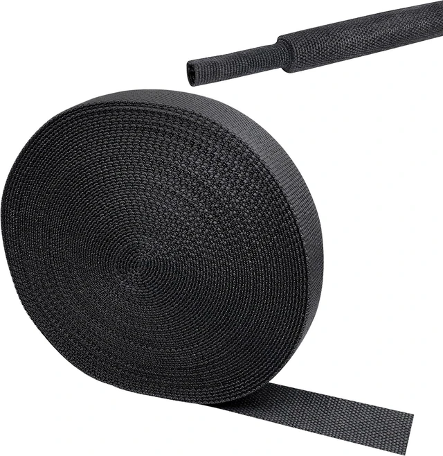 Main image of 2 in 1 Heat Shrink Braided Sleeving Fabric Tubing 1/2"-32FT
