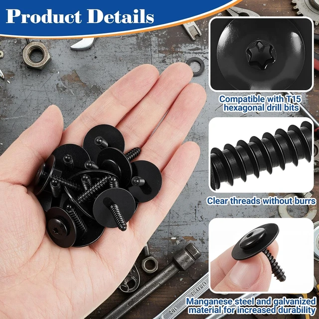 Alt view image 3 of 6 - 100 Pcs Fender Liner Screws Compatible with Gm 11548270