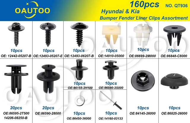 Alt view image 3 of 5 - 160pcs for Hyundai & Kia Bumper Engine Under Cover Fender Liner Rocker Molding Retainer Clips Assortment Screw with Nut Kit