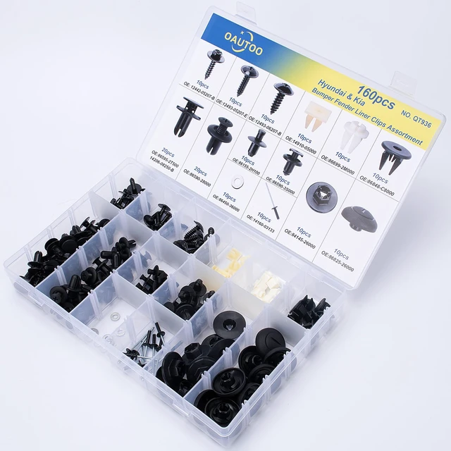 Alt view image 5 of 5 - 160pcs for Hyundai & Kia Bumper Engine Under Cover Fender Liner Rocker Molding Retainer Clips Assortment Screw with Nut Kit
