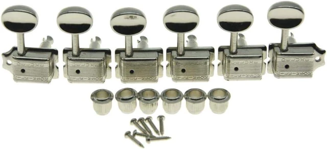 Main image of Deluxe 6 Inline Vintage Guitar Tuners with Split Post Guitar Tuning Keys Peg Machine Heads for Strat/Tele Guitars Nickel