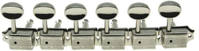 Alt view image 2 of 6 - Deluxe 6 Inline Vintage Guitar Tuners with Split Post Guitar Tuning Keys Peg Machine Heads for Strat/Tele Guitars Nickel