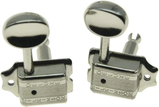 Alt view image 4 of 6 - Deluxe 6 Inline Vintage Guitar Tuners with Split Post Guitar Tuning Keys Peg Machine Heads for Strat/Tele Guitars Nickel