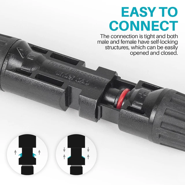 Alt view image 5 of 7 - 2 Pack Solar connectors Tool-Free Solar Cable connectors Solar Connector for 4 Solar Panels Water Proof Solar Panel connectors 2 to 8 Y-Branch Parallel Adapter Solar Cable Extension(2Y8,2PCS)