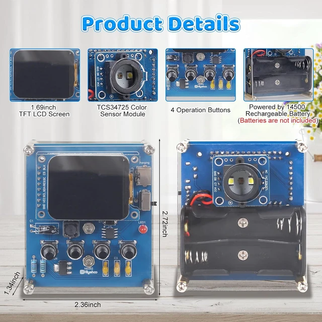 Alt view image 2 of 7 - DIY Color Recognition Soldering Project Kit with TCS34725 Sensor