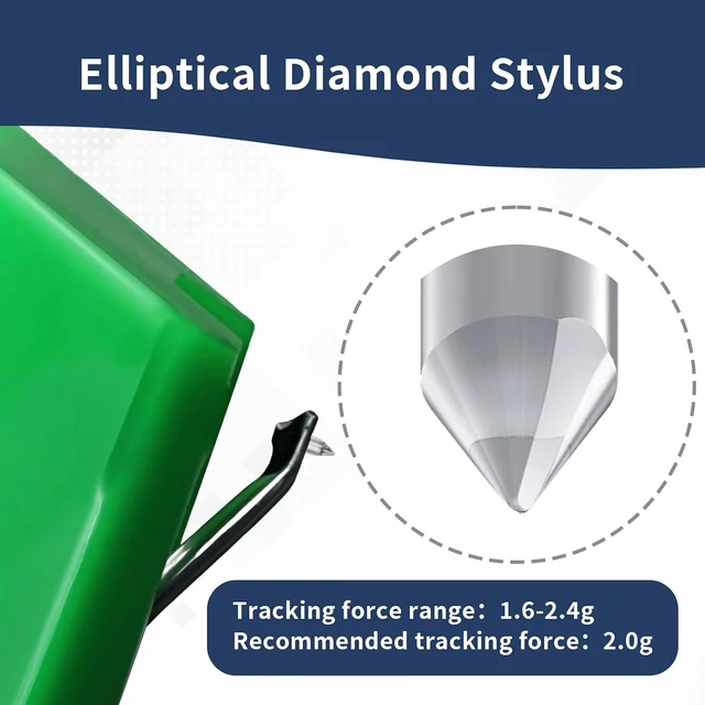 Alt view image 2 of 6 - ATN95E Diamond Replacement Stylus for Audio-Technica AT95E Cartridge, Compatible with AT93 AT3400 AT3450 Turntables, Elliptical Diamond Needle, High Fidelity Sound