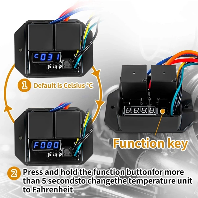 Alt view image 2 of 5 - Digital Radiator Fan Controller Switch Kit #0444 12V