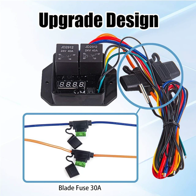 Alt view image 5 of 5 - Digital Radiator Fan Controller Switch Kit #0444 12V