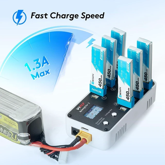 Alt view image 3 of 6 - WhoopStor V3 6-Port 1S LiPo Battery Storage Charger