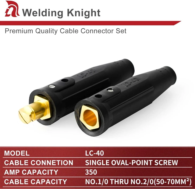 Alt view image 2 of 6 - LC40 Welding Cable Connector Set Black & Red 2-Set