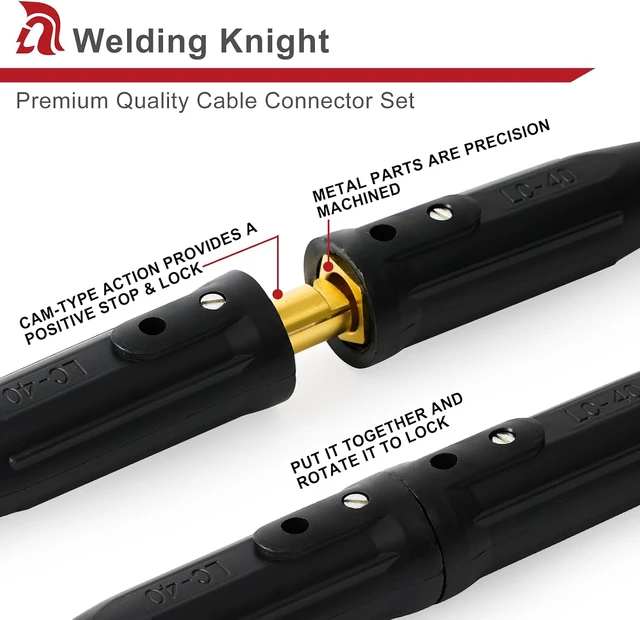Alt view image 3 of 6 - LC40 Welding Cable Connector Set Black & Red 2-Set