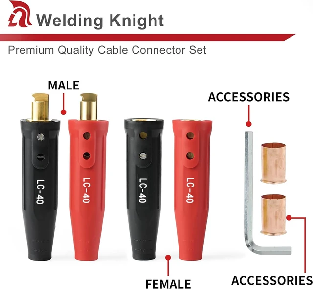 Alt view image 6 of 6 - LC40 Welding Cable Connector Set Black & Red 2-Set