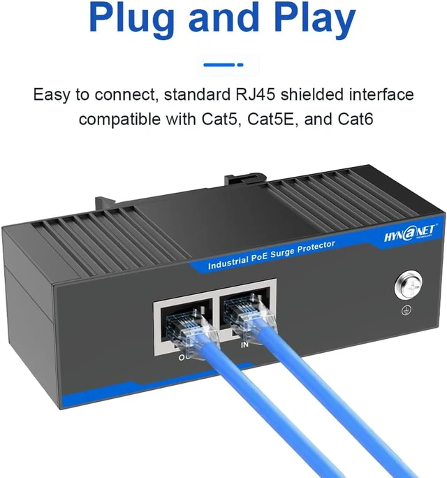 Alt view image 2 of 6 - Gigabit PoE+ Ethernet Surge Protector 10KV Industrial Lightning Suppressor