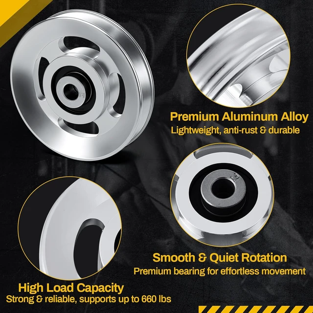Alt view image 3 of 7 - 2-14 Pcs Aluminum Cable Pulley Wheel 90/95mm